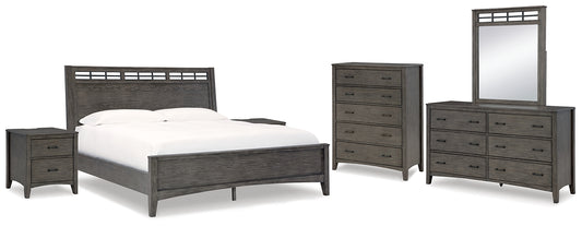 Montillan Queen Panel Bed with Mirrored Dresser, Chest and 2 Nightstands Signature Design by Ashley®