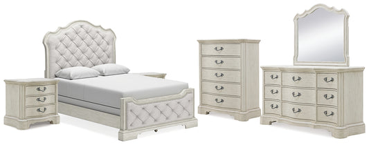 Arlendyne Queen Upholstered Bed with Mirrored Dresser, Chest and 2 Nightstands Signature Design by Ashley®