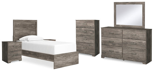 Ralinksi Twin Panel Bed with Mirrored Dresser, Chest and 2 Nightstands Signature Design by Ashley®