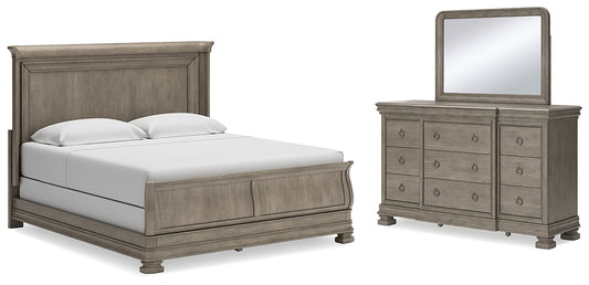 Lexorne California King Sleigh Bed with Mirrored Dresser Signature Design by Ashley®