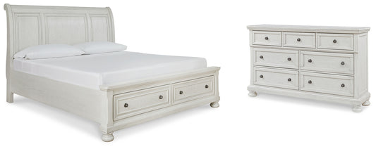 Robbinsdale California King Sleigh Bed with Storage with Mirrored Dresser Signature Design by Ashley®