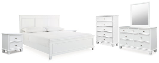 Fortman King Panel Bed with Mirrored Dresser, Chest and 2 Nightstands Signature Design by Ashley®