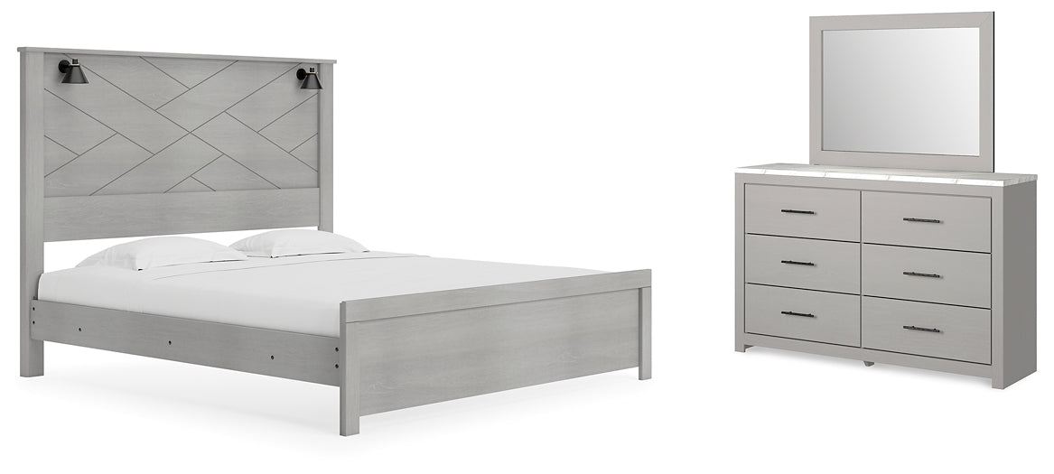 Cottonburg King Panel Bed with Mirrored Dresser Signature Design by Ashley®