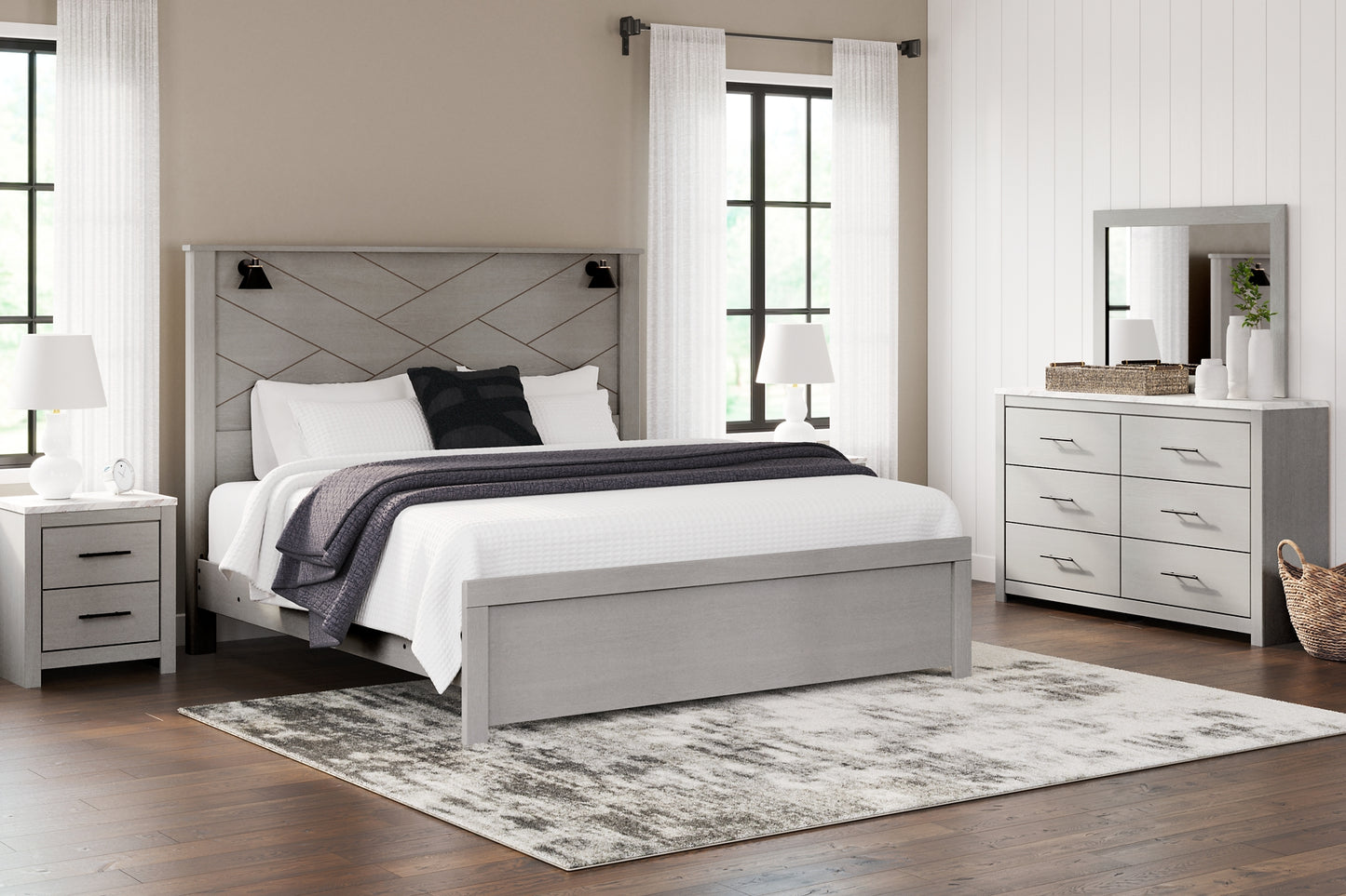 Cottonburg King Panel Bed with Mirrored Dresser Signature Design by Ashley®