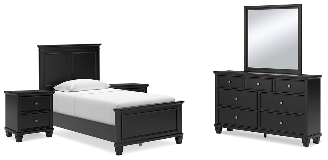 Lanolee Twin Panel Bed with Mirrored Dresser and 2 Nightstands Signature Design by Ashley®