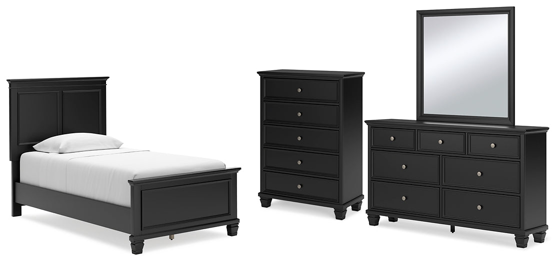 Lanolee Twin Panel Bed with Mirrored Dresser and Chest Signature Design by Ashley®