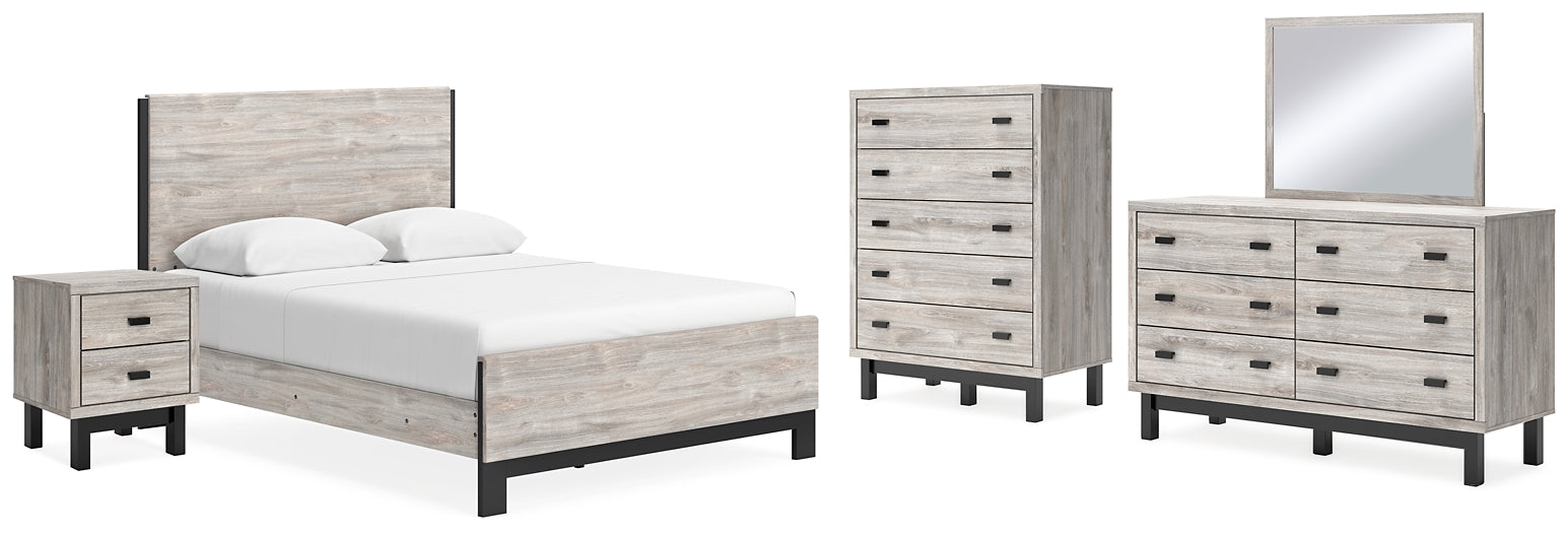 Vessalli Queen Panel Bed with Mirrored Dresser, Chest and Nightstand Signature Design by Ashley®