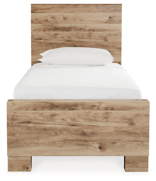 Hyanna Twin Panel Bed with Storage with Mirrored Dresser and Nightstand Signature Design by Ashley®