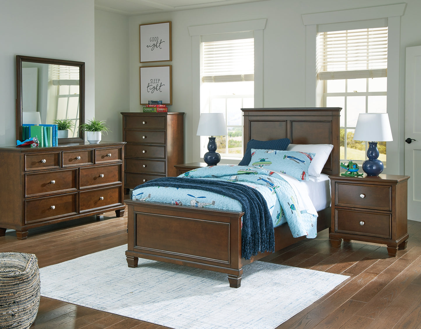 Danabrin Twin Panel Bed with Mirrored Dresser and Chest Signature Design by Ashley®