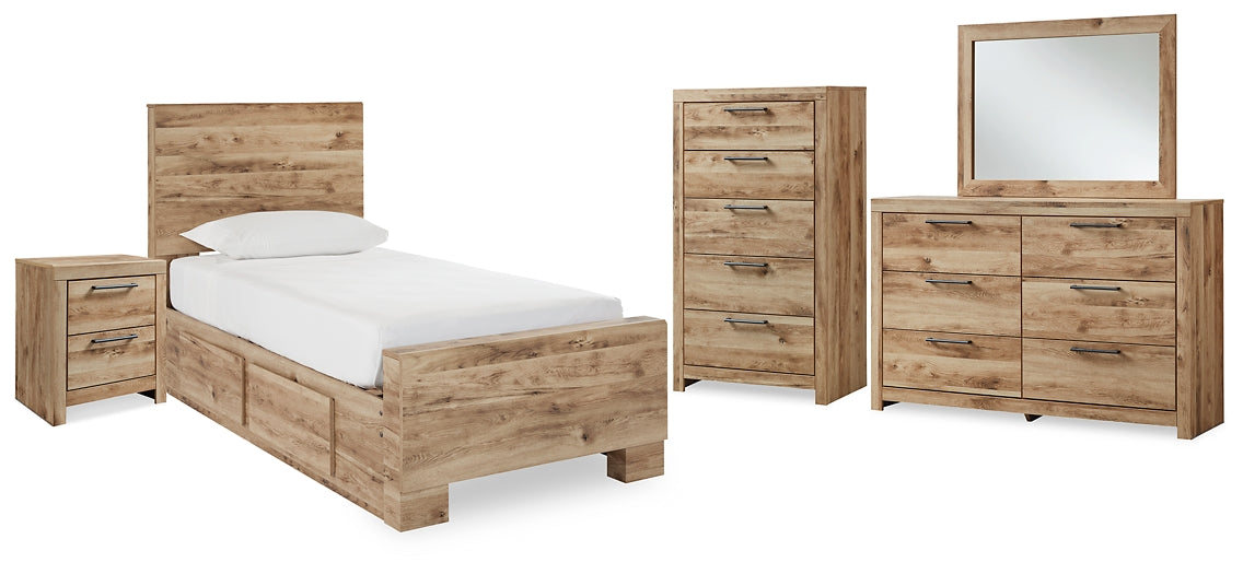 Hyanna Twin Panel Bed with Storage with Mirrored Dresser, Chest and Nightstand Signature Design by Ashley®