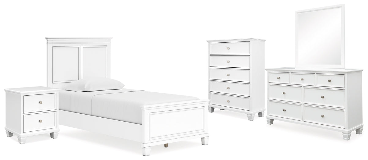 Fortman Twin Panel Bed with Mirrored Dresser, Chest and Nightstand Signature Design by Ashley®