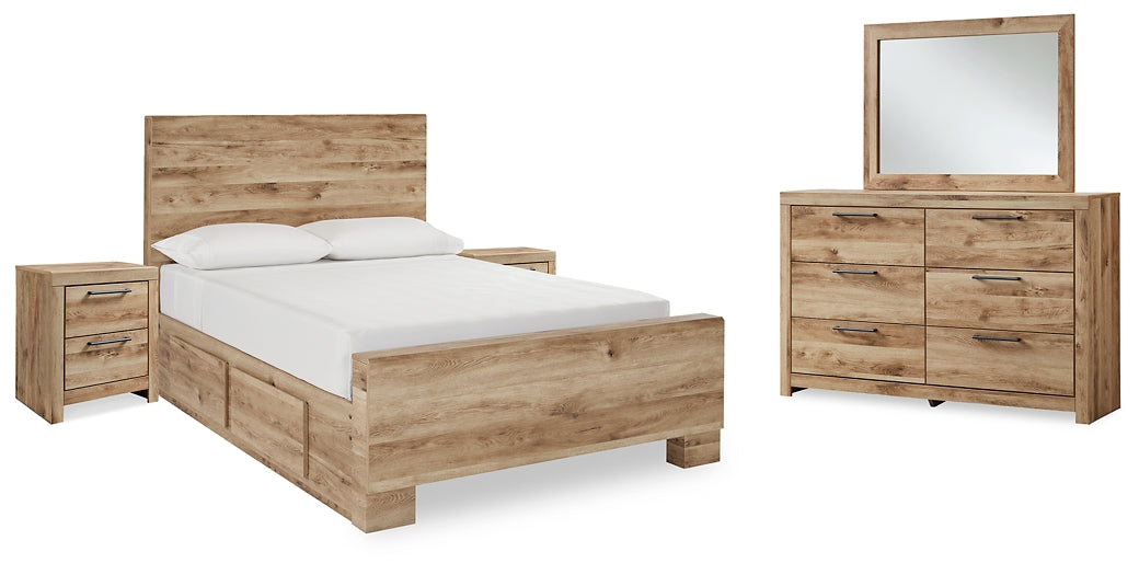 Hyanna Full Panel Bed with Storage with Mirrored Dresser and 2 Nightstands Signature Design by Ashley®