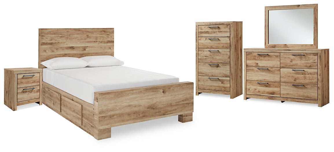 Hyanna Full Panel Bed with Storage with Mirrored Dresser, Chest and Nightstand Signature Design by Ashley®