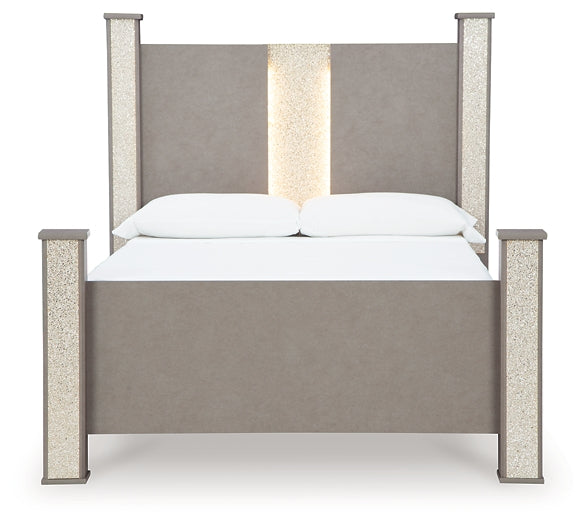 Surancha Queen Poster Bed with Mirrored Dresser and Chest Signature Design by Ashley®