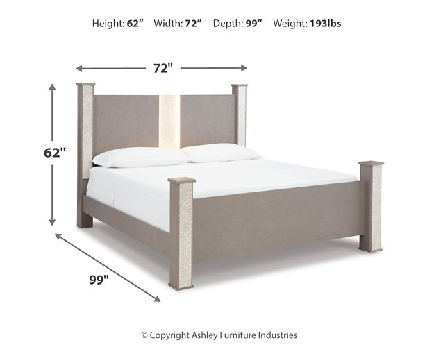 Surancha Queen Poster Bed with Mirrored Dresser and Chest Signature Design by Ashley®