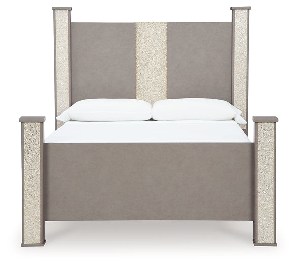 Surancha Queen Poster Bed with Mirrored Dresser and 2 Nightstands Signature Design by Ashley®