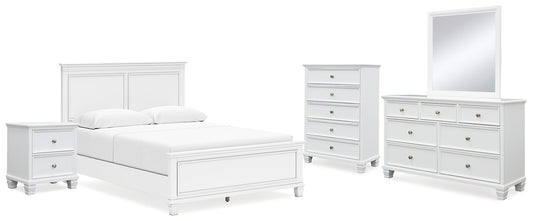 Fortman Queen Panel Bed with Mirrored Dresser, Chest and Nightstand Signature Design by Ashley®