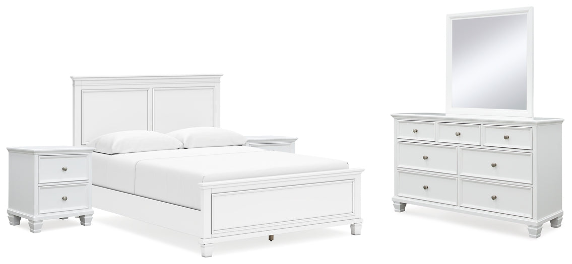 Fortman Queen Panel Bed with Mirrored Dresser and 2 Nightstands Signature Design by Ashley®