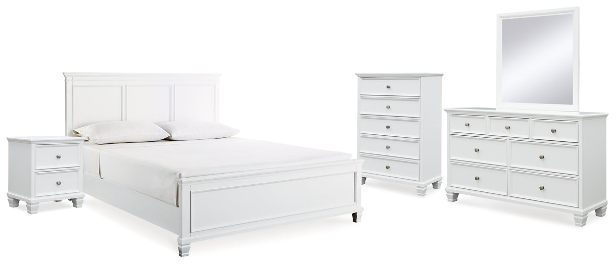 Fortman King Panel Bed with Mirrored Dresser, Chest and Nightstand Signature Design by Ashley®