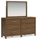 Cabalynn Queen Panel Bed with Storage with Mirrored Dresser and Nightstand