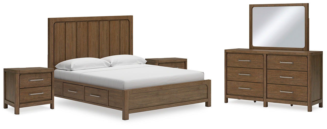 Cabalynn California King Panel Bed with Storage with Mirrored Dresser and 2 Nightstands Signature Design by Ashley®