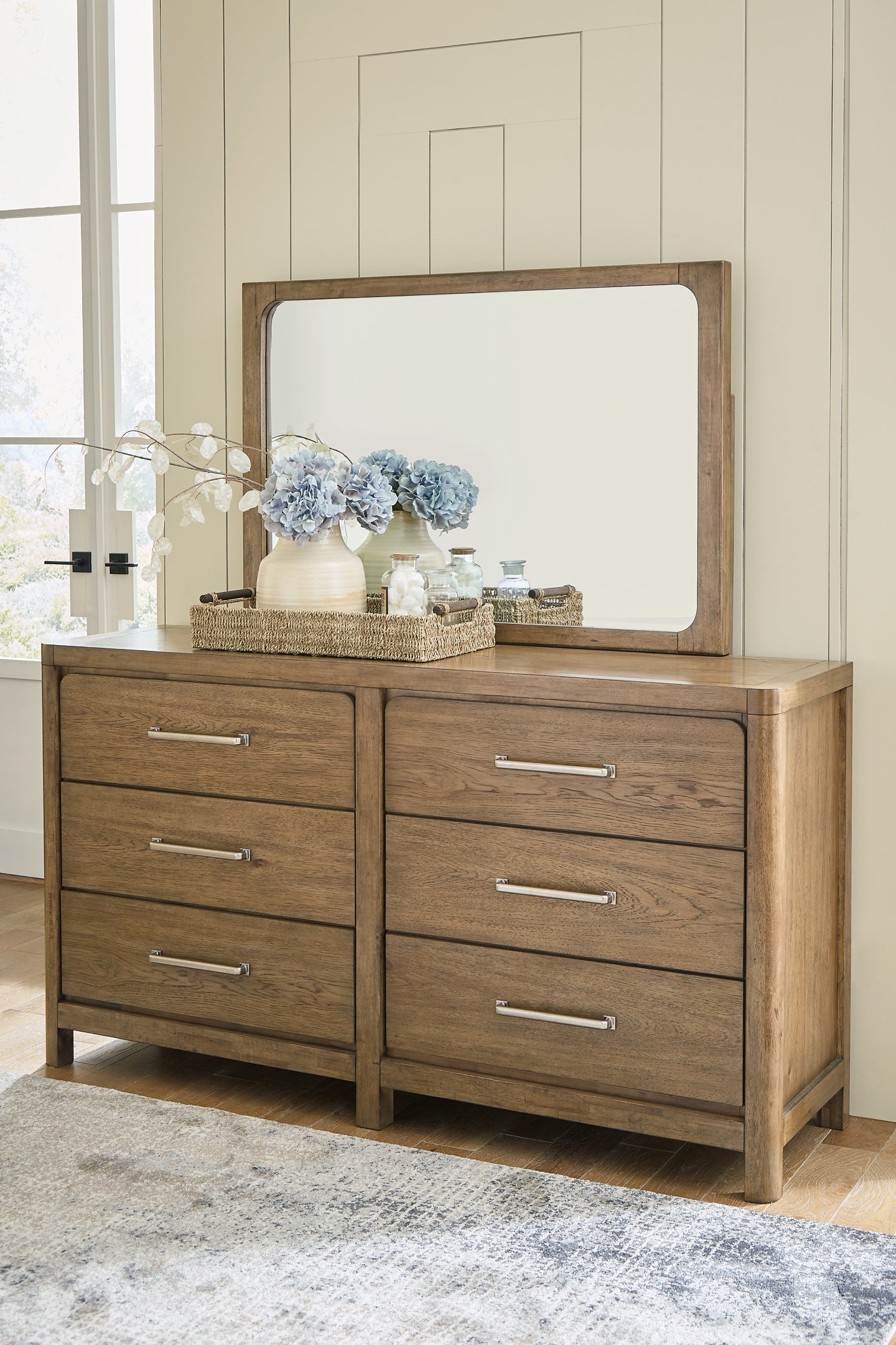 Cabalynn California King Panel Bed with Storage with Mirrored Dresser and 2 Nightstands Signature Design by Ashley®