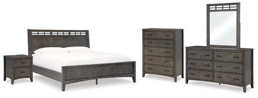 Montillan California King Panel Bed with Mirrored Dresser, Chest and Nightstand Signature Design by Ashley®