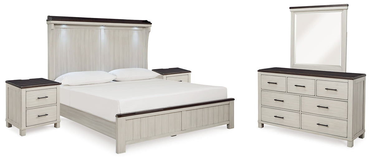 Darborn King Panel Bed with Mirrored Dresser and 2 Nightstands Signature Design by Ashley®