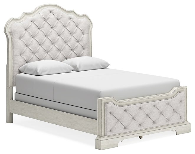 Arlendyne Queen Upholstered Bed with Mirrored Dresser and Chest Signature Design by Ashley®