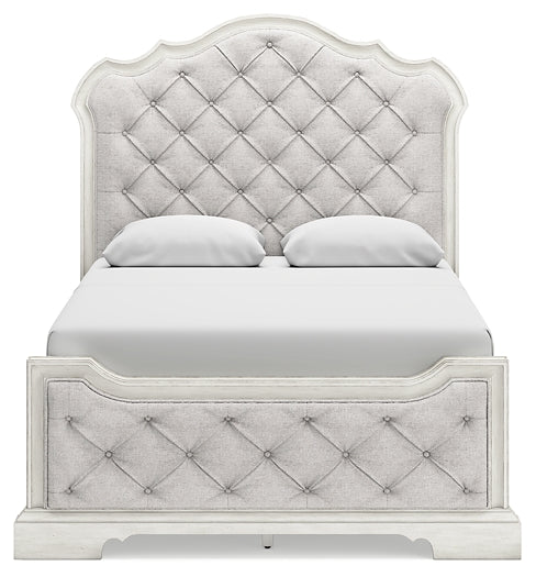 Arlendyne Queen Upholstered Bed with Mirrored Dresser and Chest Signature Design by Ashley®