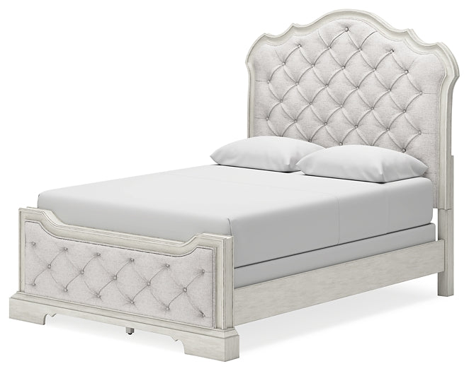 Arlendyne Queen Upholstered Bed with Mirrored Dresser and Chest Signature Design by Ashley®