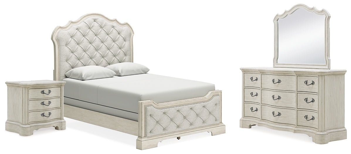 Arlendyne Queen Upholstered Bed with Mirrored Dresser and Nightstand Signature Design by Ashley®