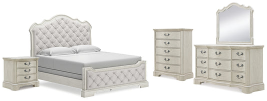 Arlendyne King Upholstered Bed with Mirrored Dresser, Chest and Nightstand Signature Design by Ashley®