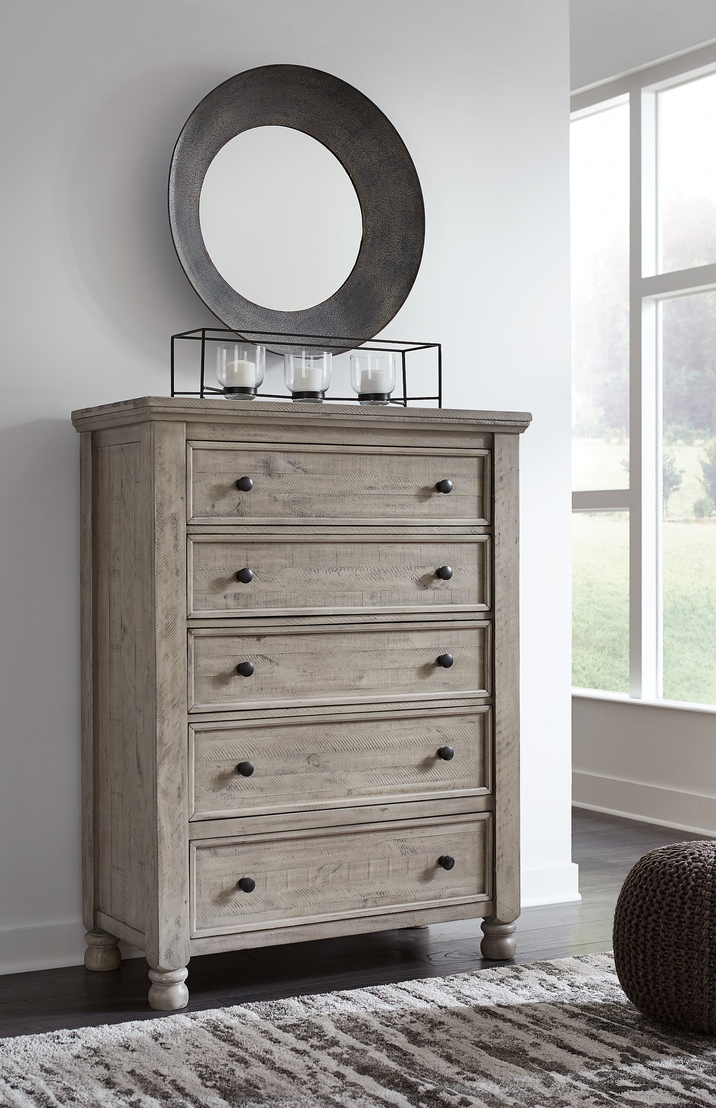 Harrastone Queen Panel Bed with Mirrored Dresser and Chest Millennium® by Ashley