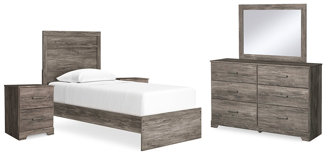 Ralinksi Twin Panel Bed with Mirrored Dresser and 2 Nightstands Signature Design by Ashley®