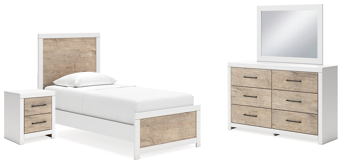 Charbitt Twin Panel Bed with Mirrored Dresser and Nightstand Signature Design by Ashley®